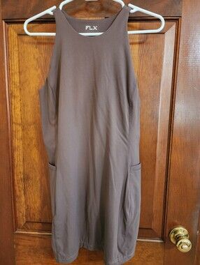 FLX Women's Sleeveless Brown Shift Dress (SMALL)